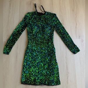 Mac Duggal Sequin green Long-Sleeve dress size 4